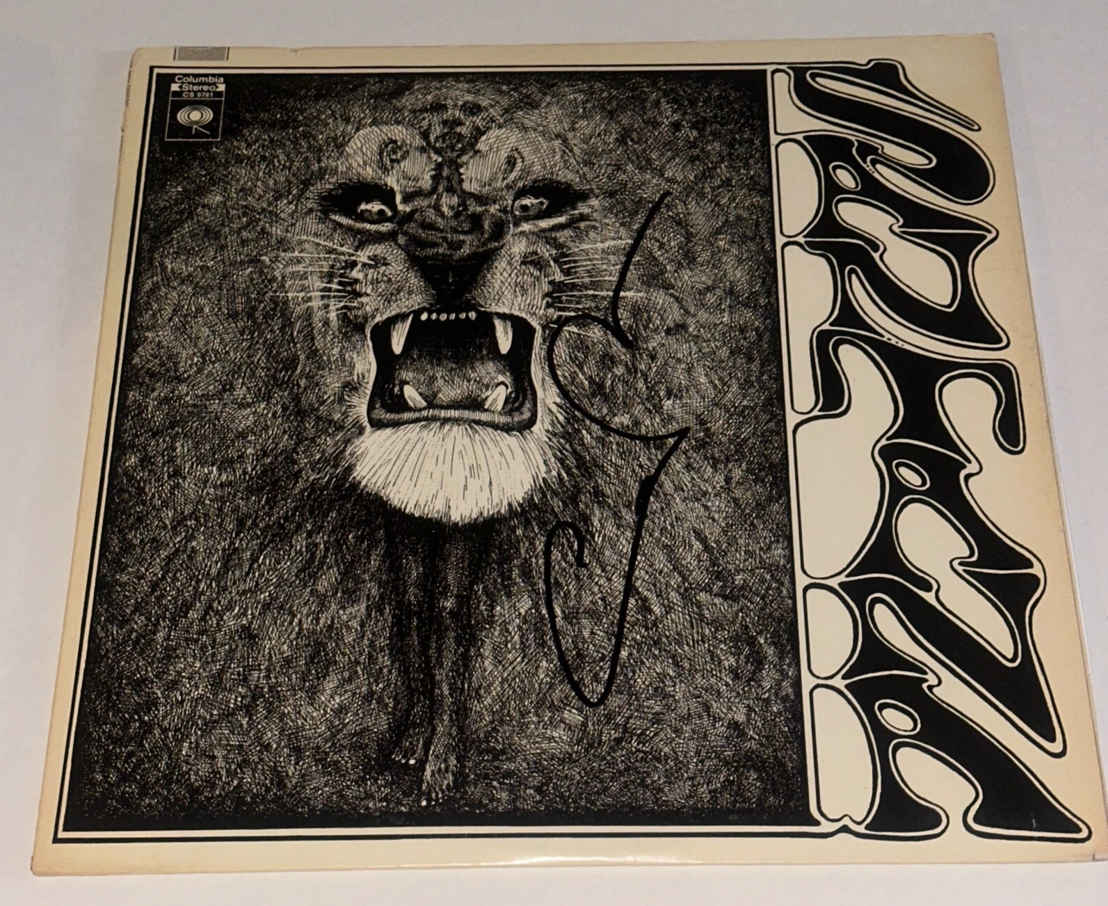 CARLOS SANTANA Signed SANTANA P ALBUM COVER Beckett Auth (BAS) LOA