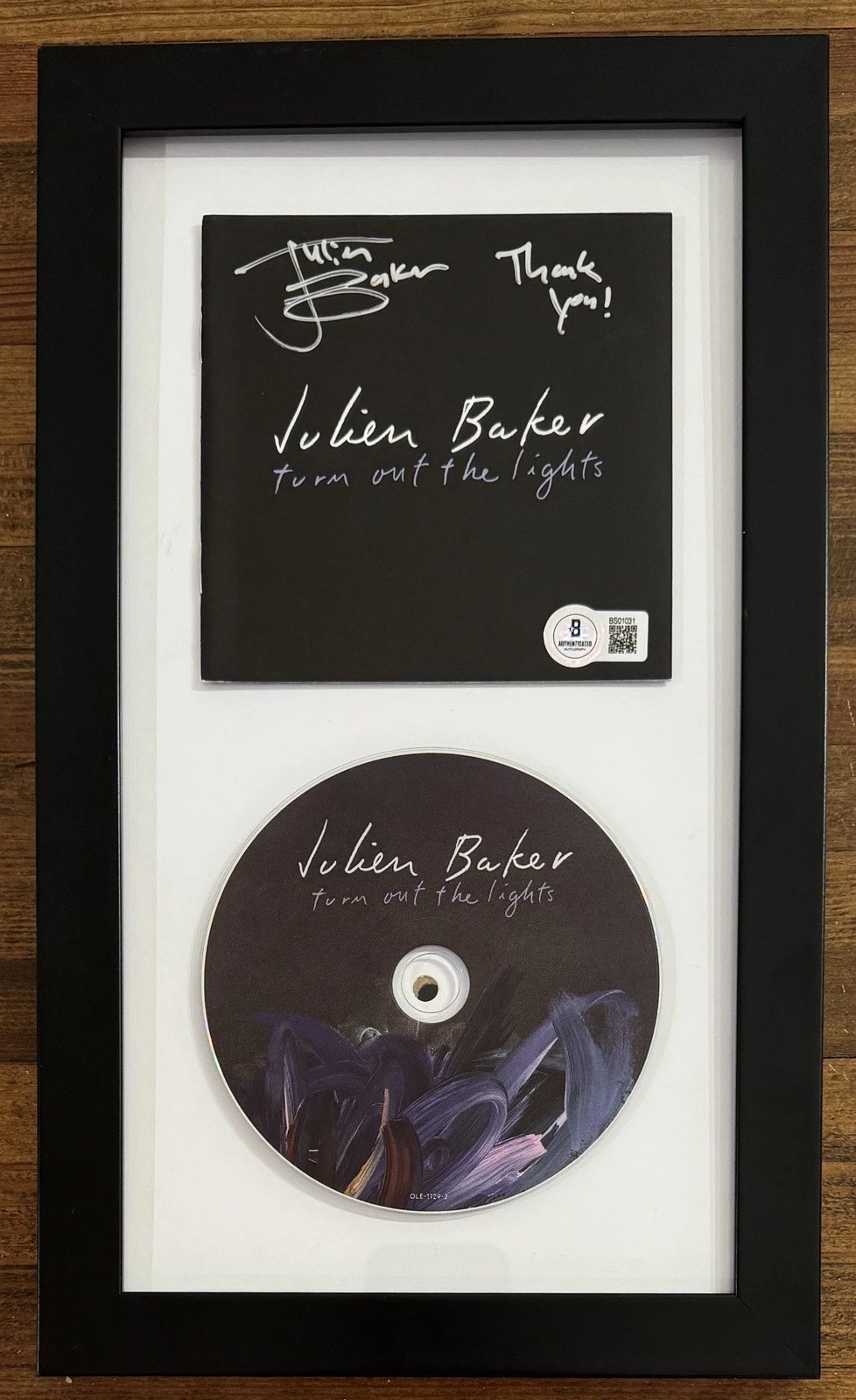 FRAMED SIGNED Julien Baker Turn Out The Lights CD Book BAS Beckett COA Boygenius