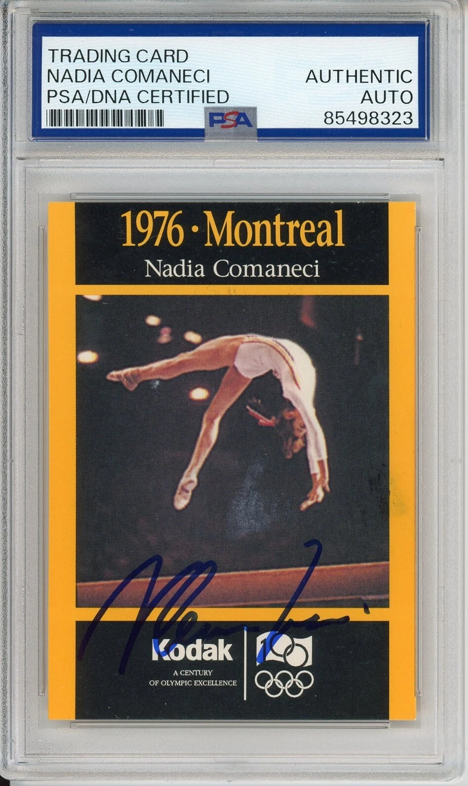 1995 KODAK OLYMPIC GYMNASTICS NADIA COMANECI SIGNED CARD PSA DNA COA AUTOGRAPHED