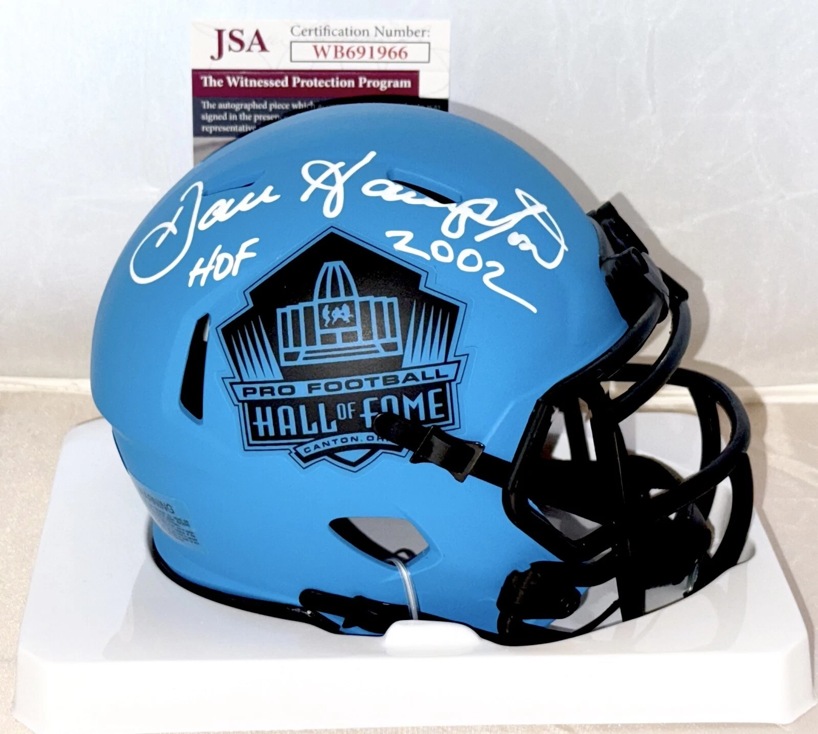 Dan Hampton Bears signed Hall of Fame Rave mini helmet W HOF Inscrip JSA Witness
