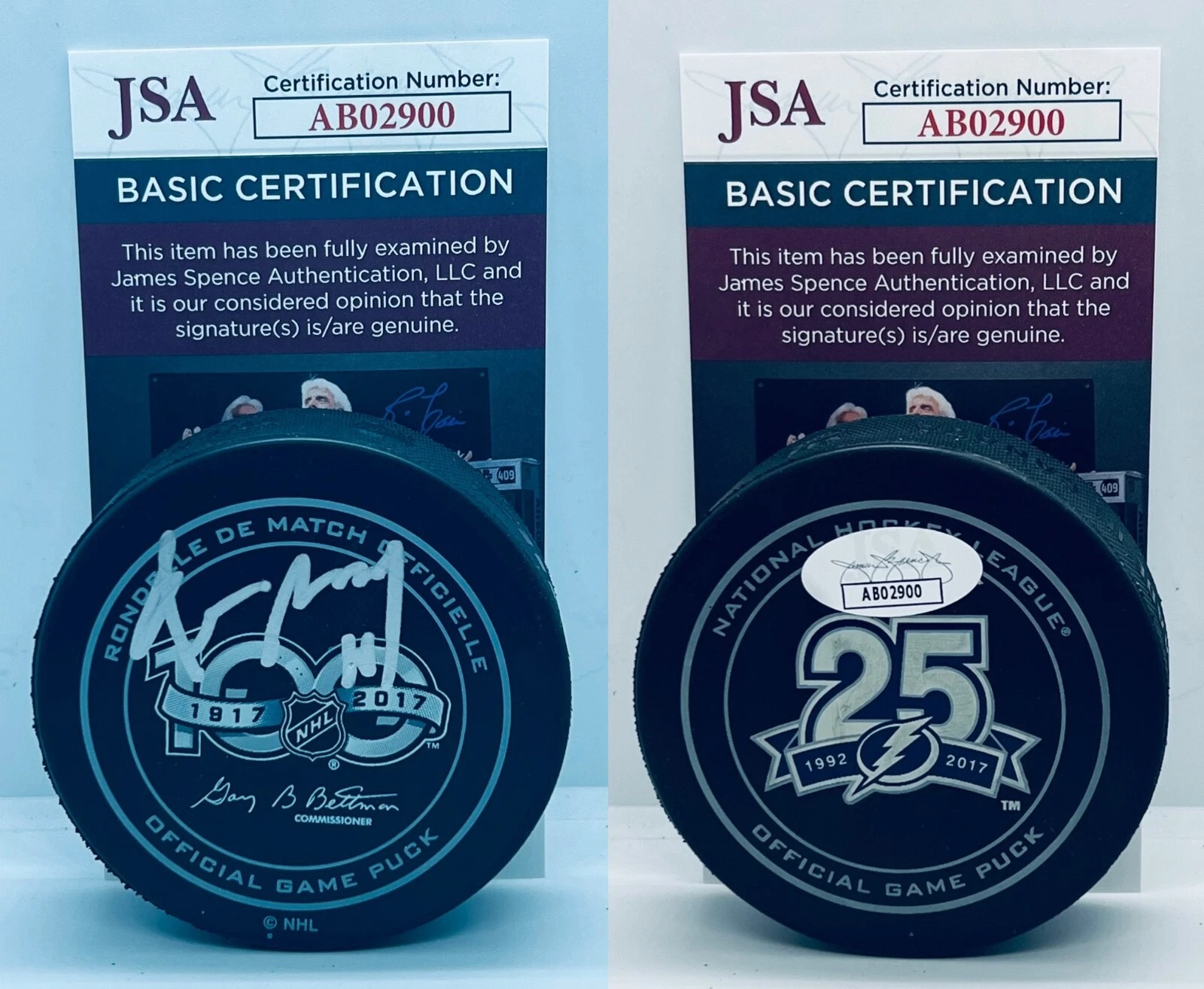 Denis Savard Tampa Bay Lightning signed NHL 100th Anniversary Game Puck JSA