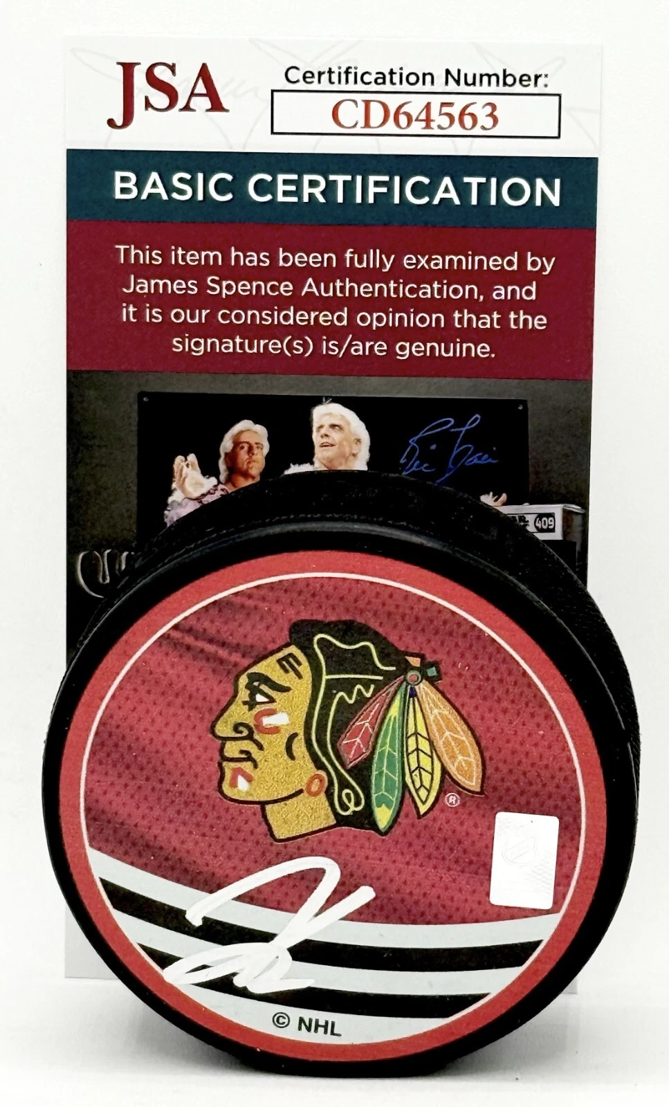 Kevin Korchinski signed Chicago Blackhawks Reverse Retro Puck autographed #2 JSA