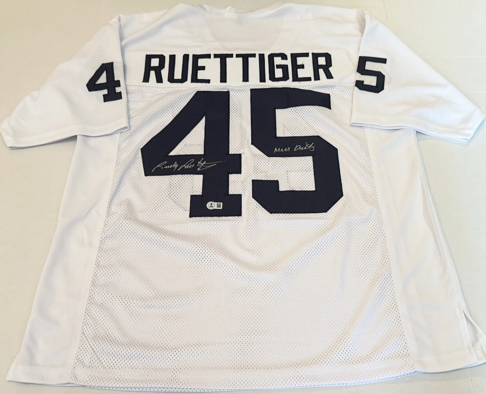 Rudy Ruettiger Notre Dame Irish signed Custom jersey W/ Never Quit Beckett Witn.