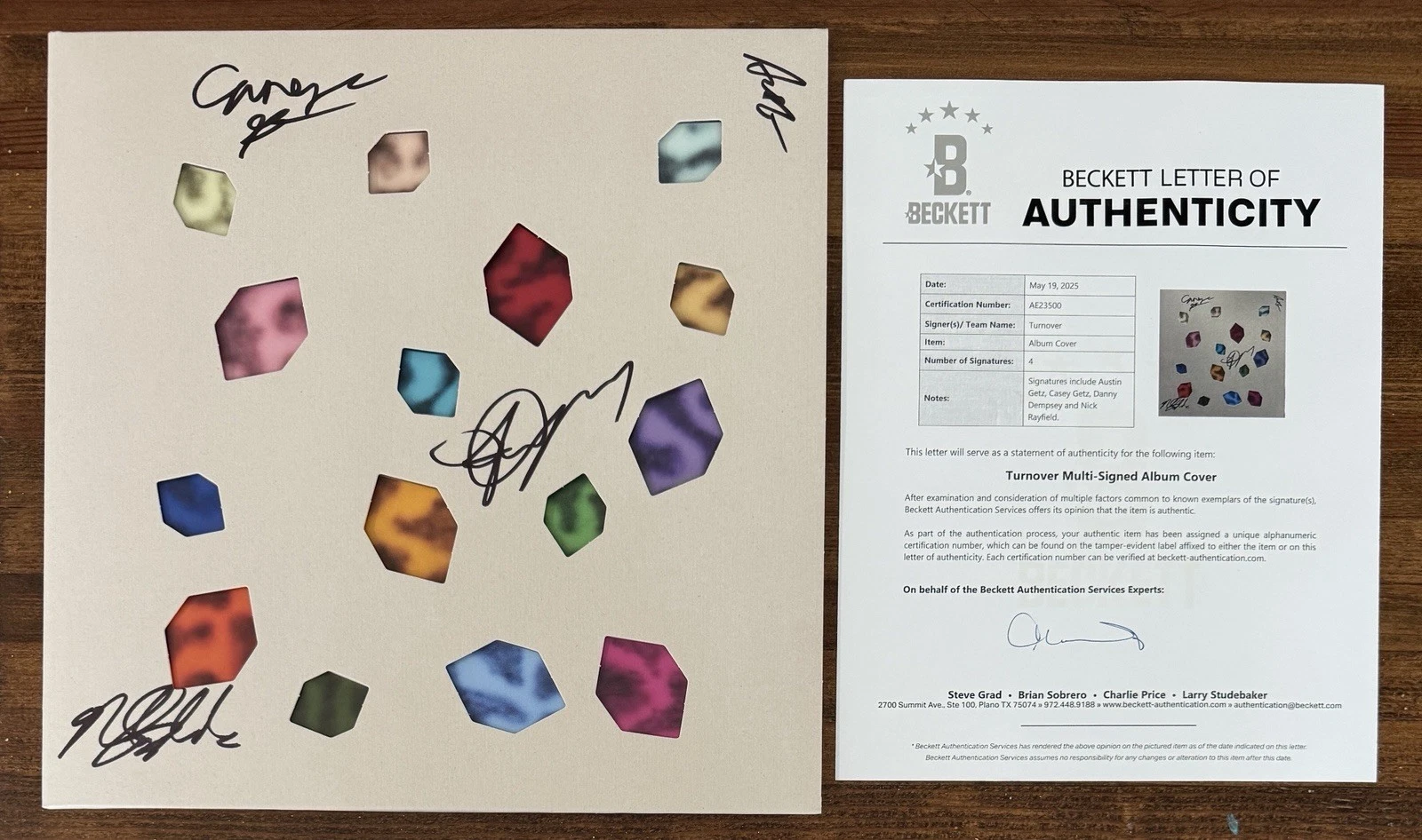 BAND SIGNED Turnover Myself In The Way Blue Vinyl LP AUTOGRAPHED BAS Beckett COA