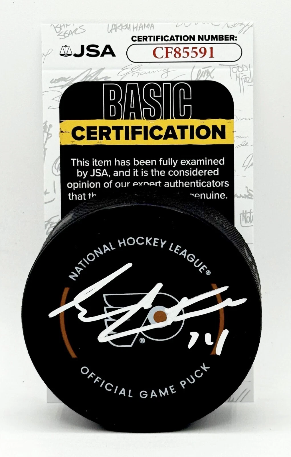 Sean Couturier signed Philadelphia Flyers Official Game Puck autographed JSA