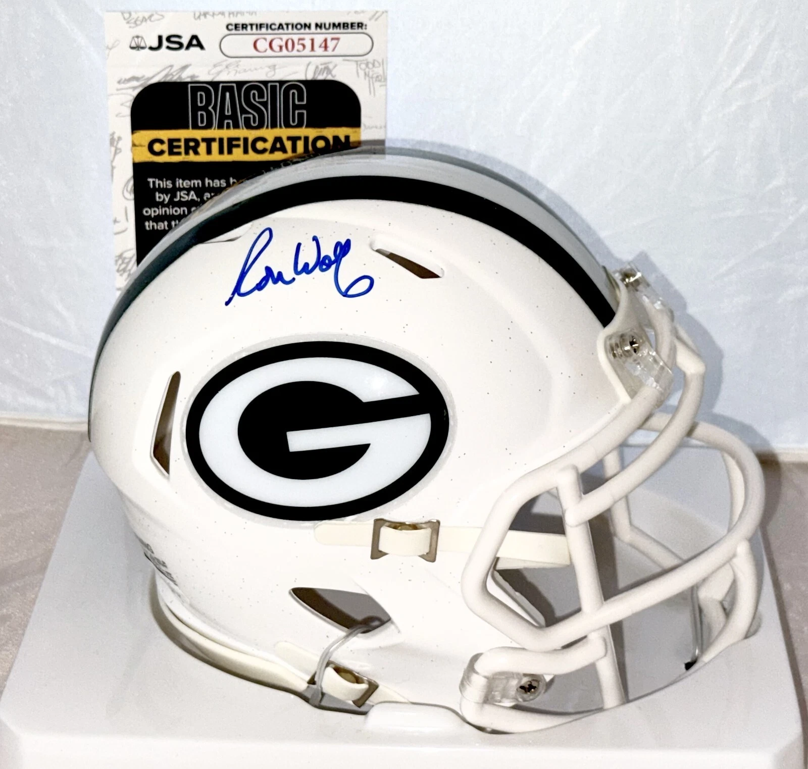 Ron Wolf signed Green Bay Packers Alt White mini helmet autographed JSA