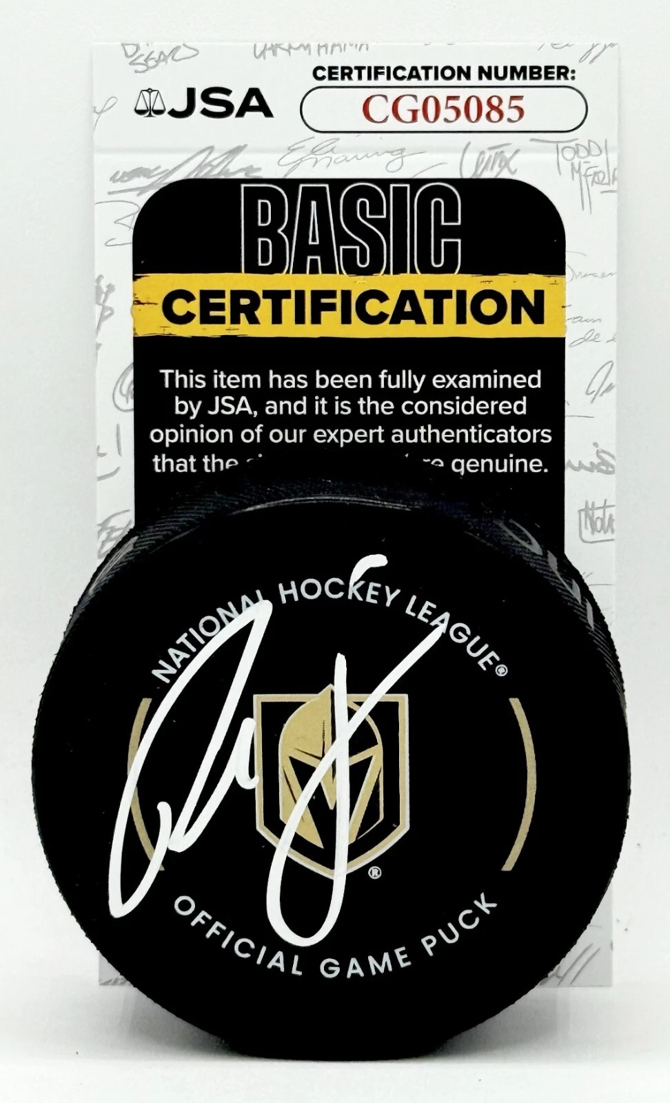 Reilly Smith signed Vegas Golden Knights Official Game Puck autographed JSA