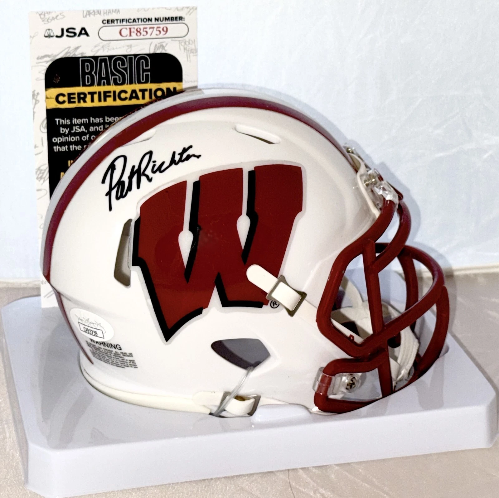 Pat Richter signed Wisconsin Badgers mini helmet autographed JSA