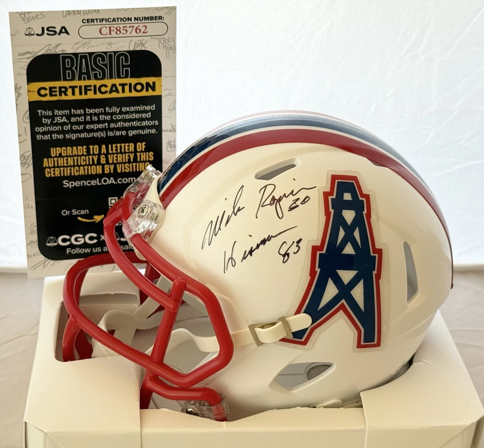 Mike Rozier signed Houston Oilers mini helmet autographed W/ Inscription JSA