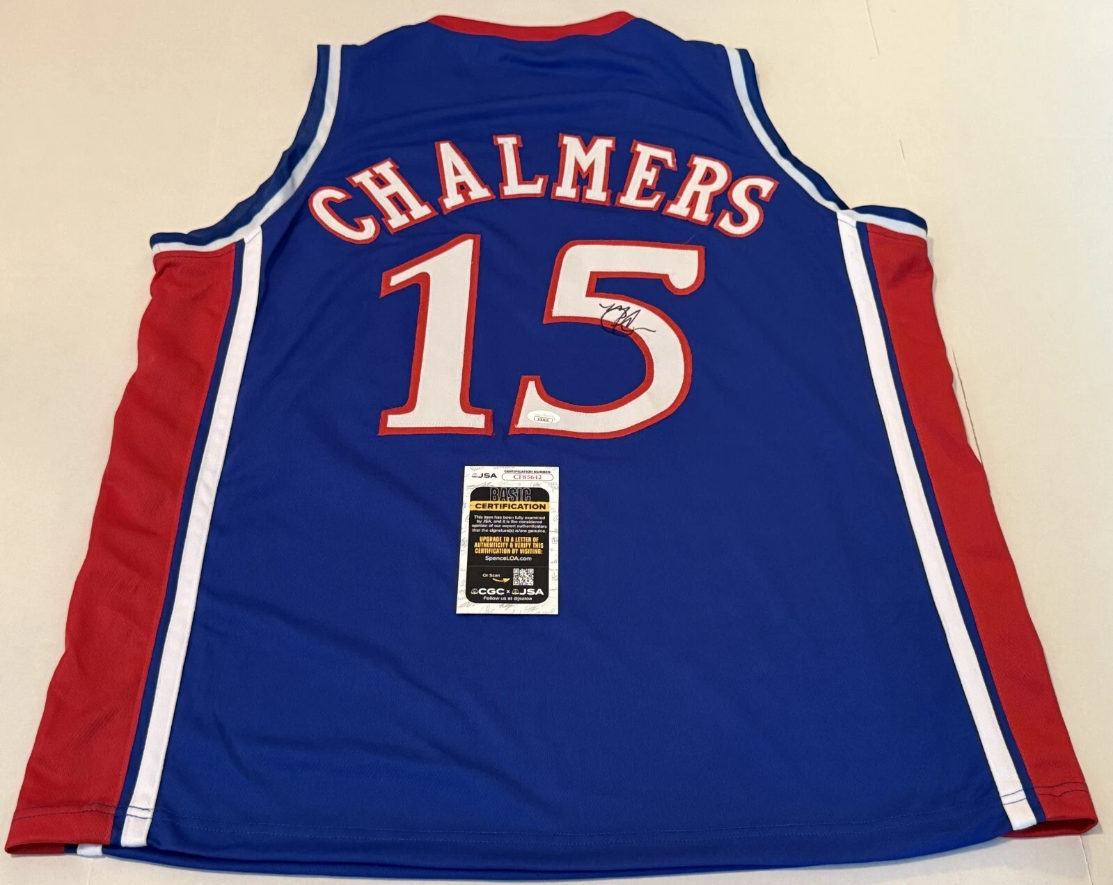 Mario Chalmers Kansas Jayhawks signed Custom jersey autographed JSA