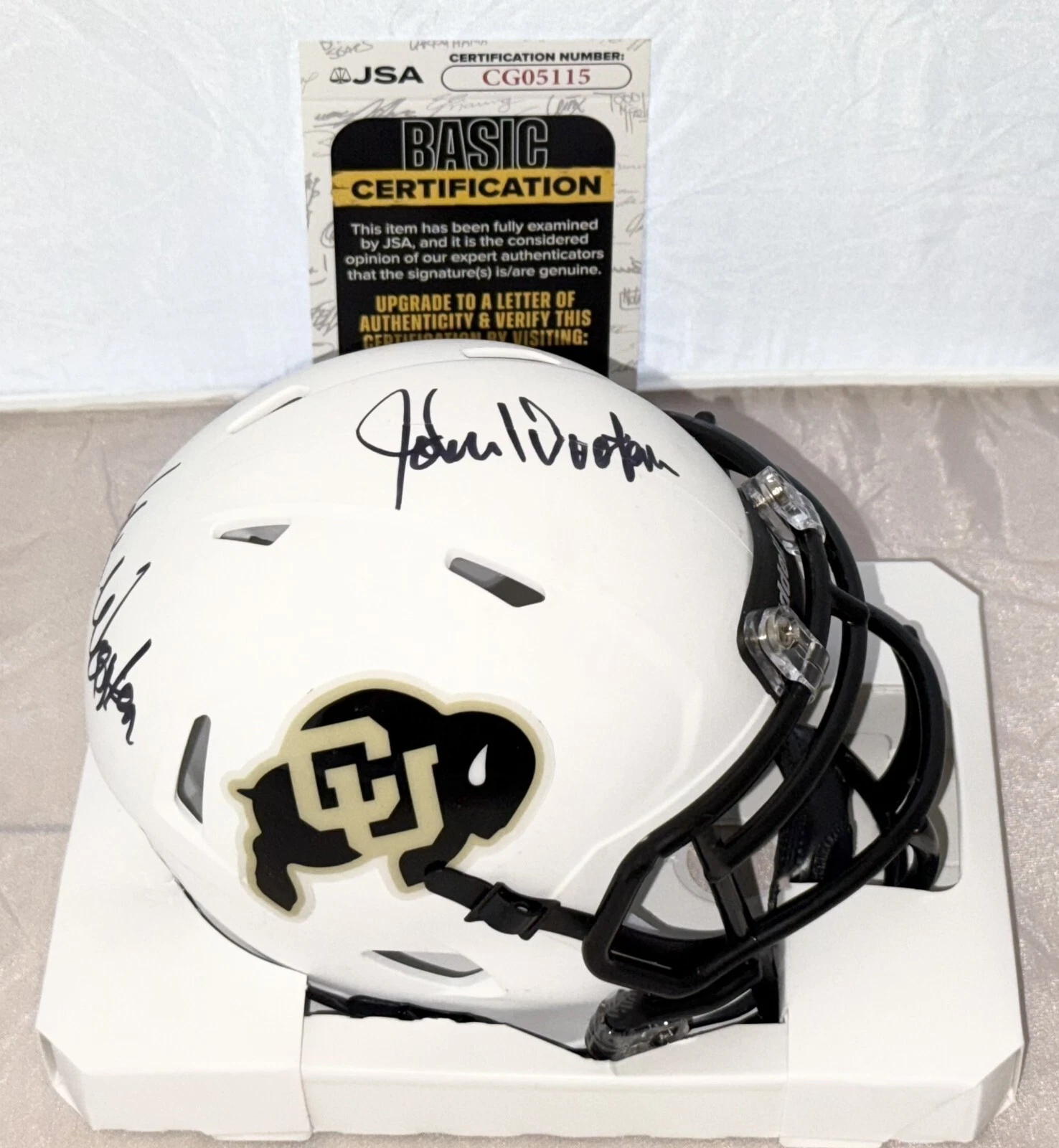 John Wooten signed Colorado Buffaloes Matte White mini helmet autographed JSA