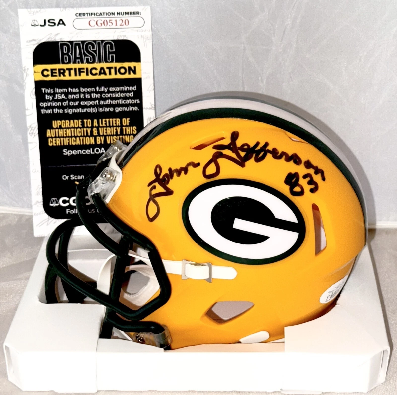John Jefferson signed Green Bay Packers mini helmet autographed JSA
