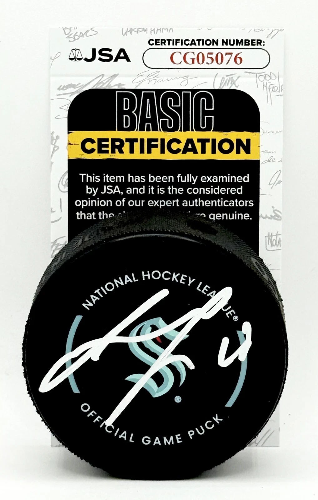 Jared McCann signed Seattle Kraken Official Game Puck autographed JSA COA