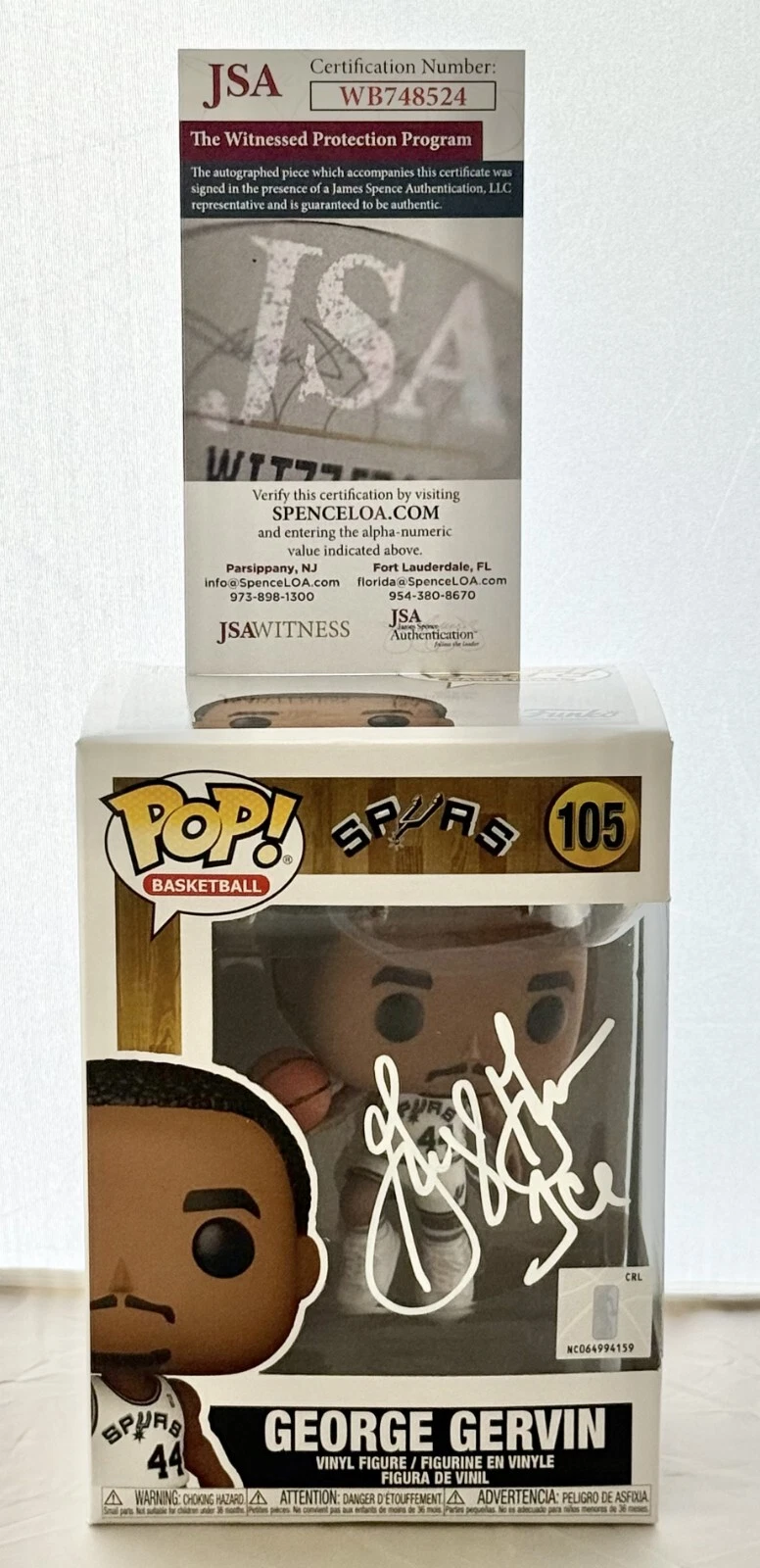 George Gervin San Antonio Spurs signed Funko Pop #105 W/ Ice Inscrip JSA Witness
