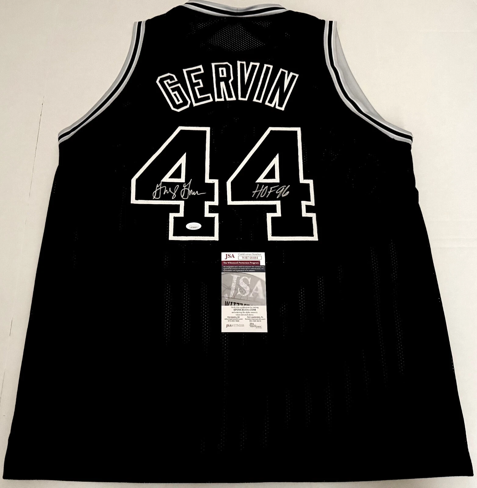 George Gervin San Antonio Spurs signed Custom jersey W/ HOF Inscrip JSA Witness