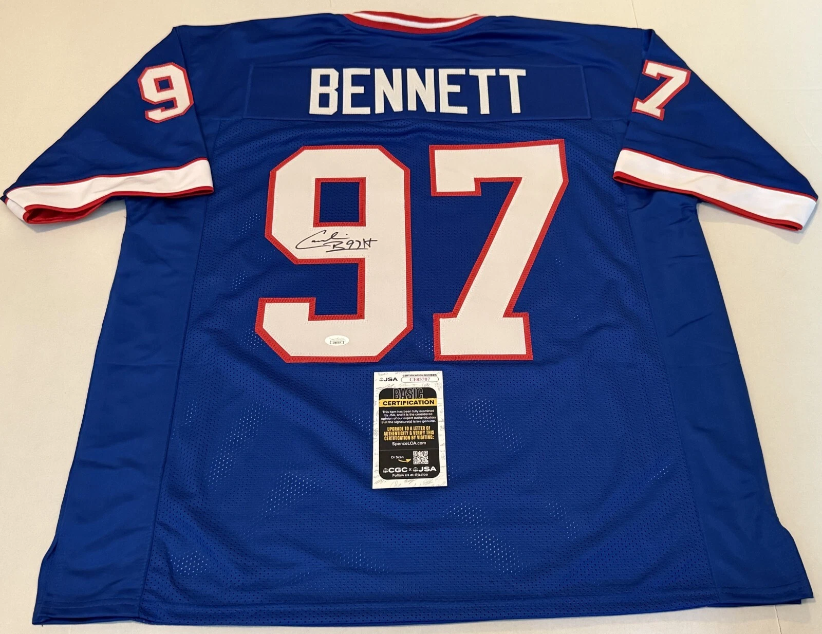 Cornelius Bennett Buffalo Bills signed Custom jersey autographed JSA