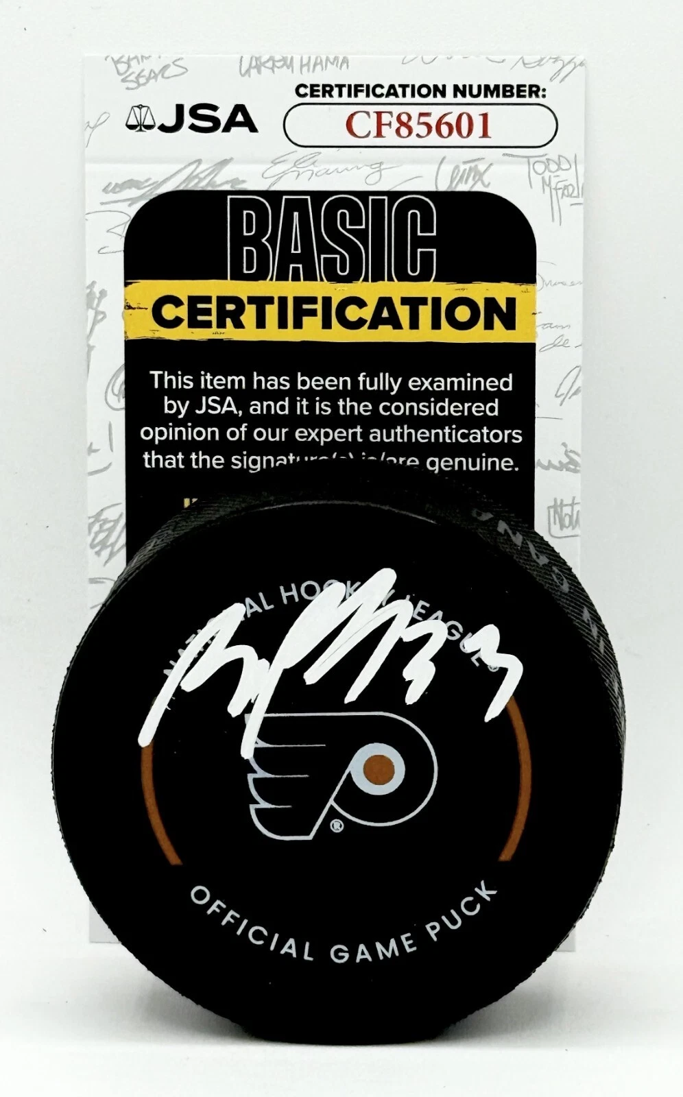 Brian Boucher signed Philadelphia Flyers Official Game Puck autographed JSA
