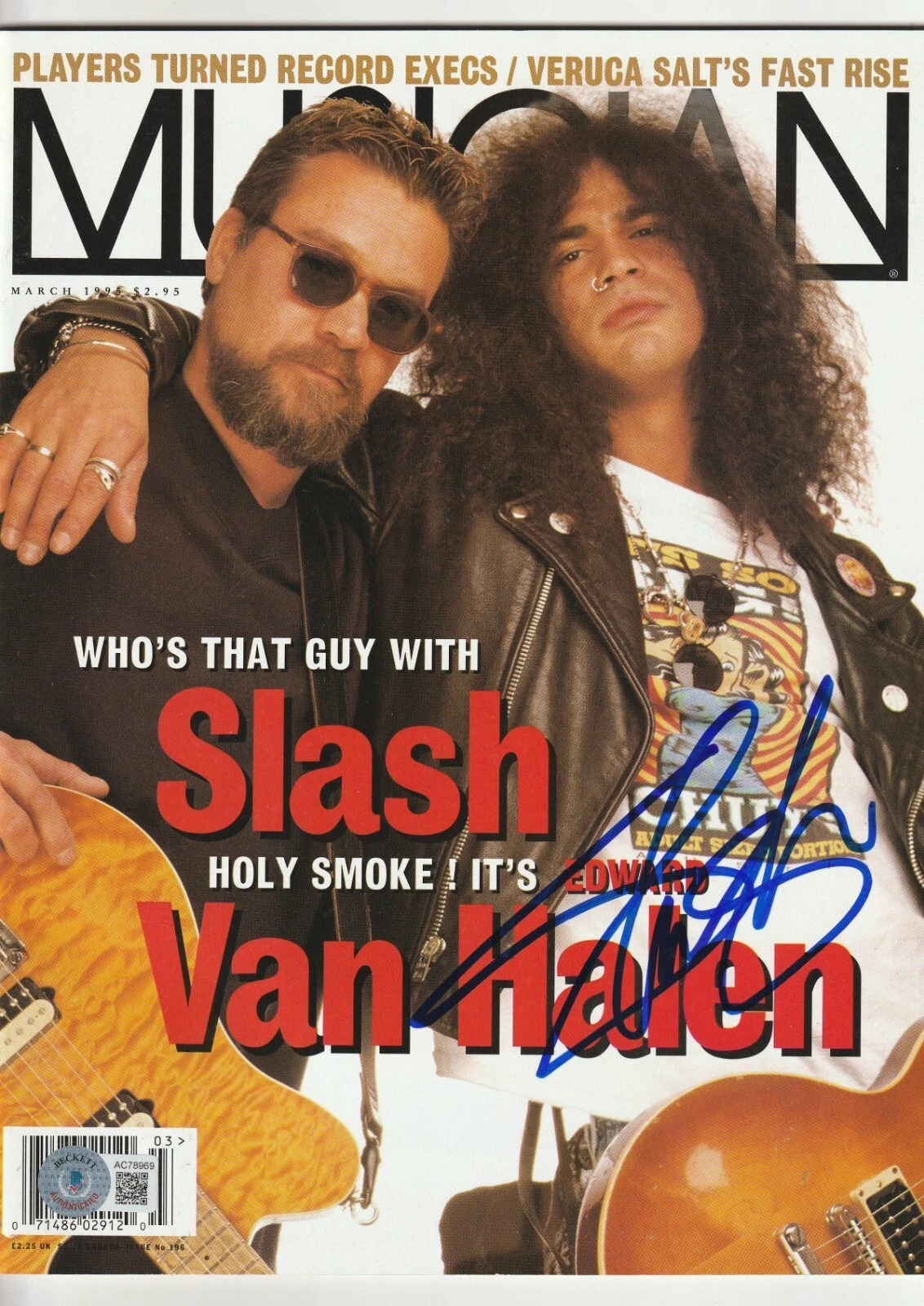 SLASH Signed March 1995 MUSICIAN Magazine Beckett Auth BAS LOA (NO Label)