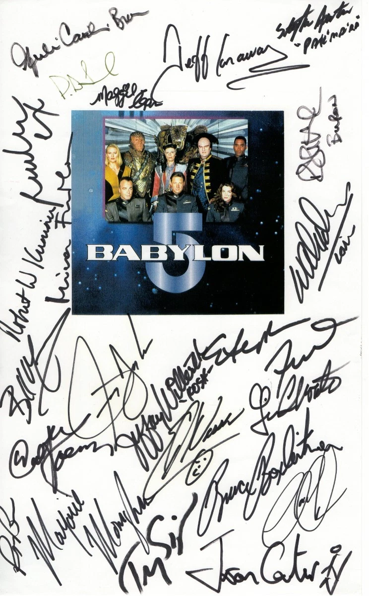 Babylon 5 Signed Cast Autographed 8.5X14 Paper Photo 23 Total Sigs JSA BB94424