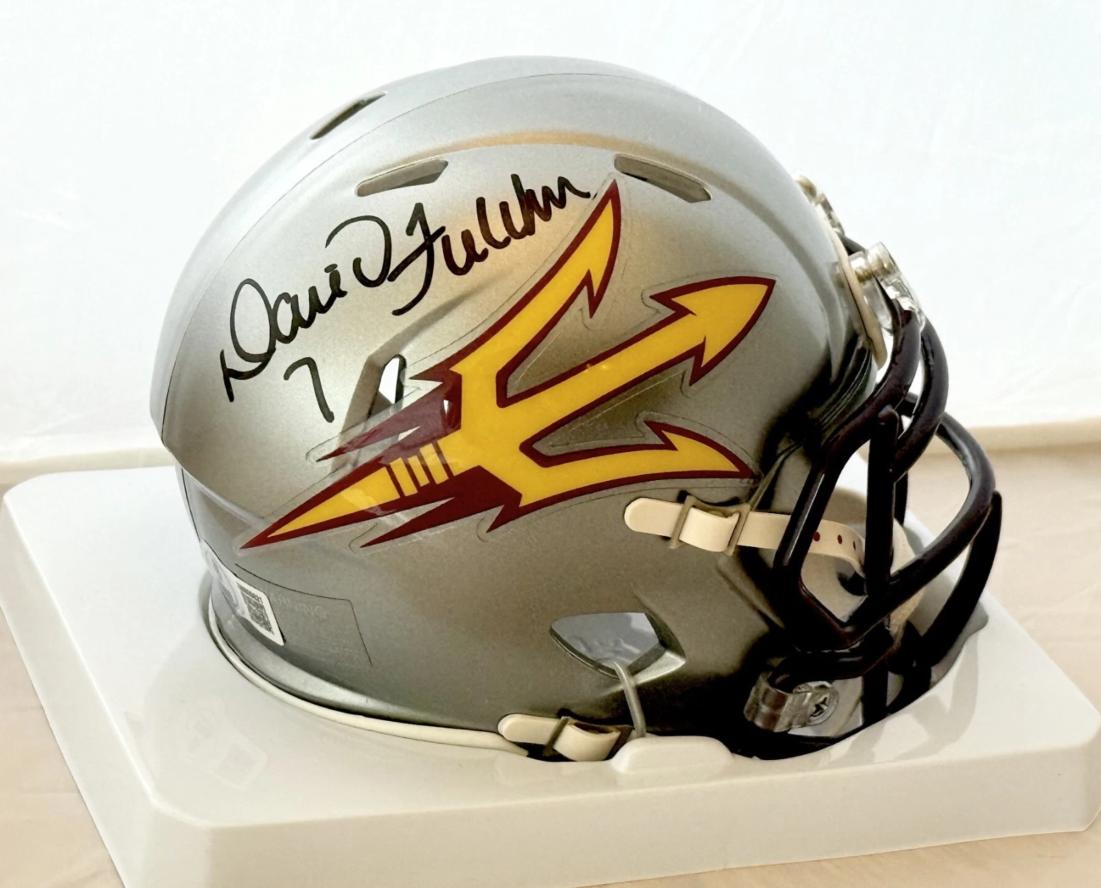 David Fulcher signed Arizona State Sun Devils Flash mini helmet Beckett Witness