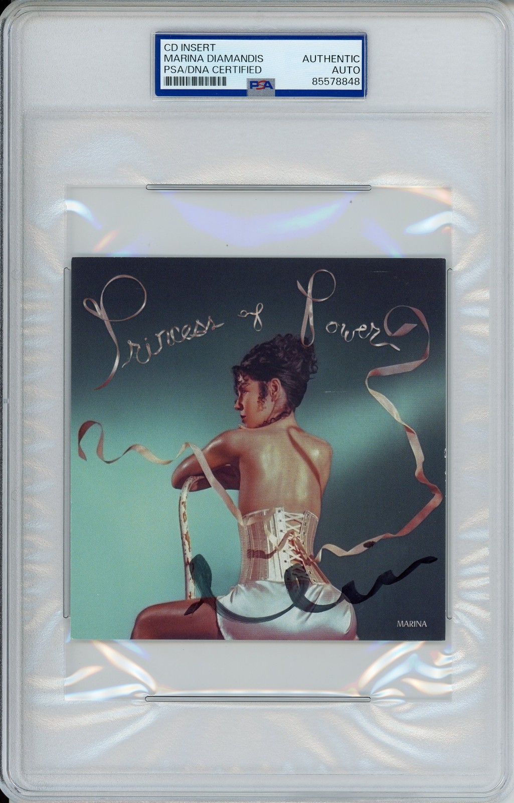 SIGNED Marina Princess of Power CD Cover Art Card Autographed PSA DNA COA