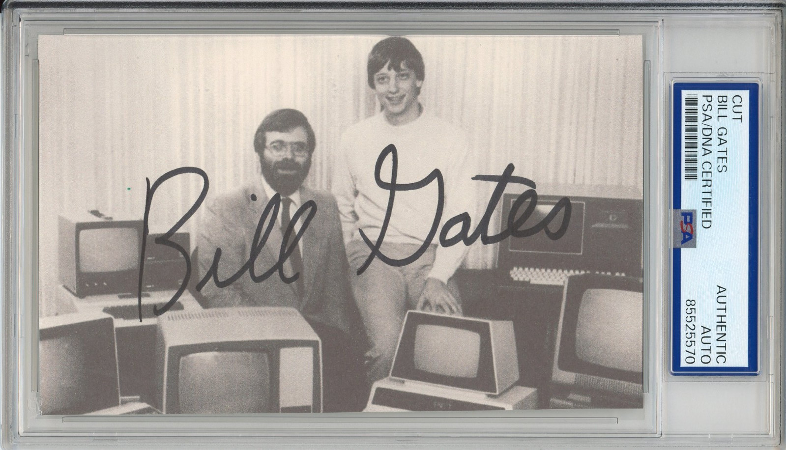 SIGNED Bill Gates Microsoft Founder Vintage Picture Cut PSA DNA COA AUTOGRAPH
