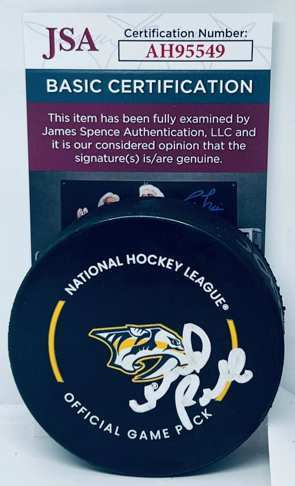 David Poile signed Nashville Predators Official Game Puck autographed JSA