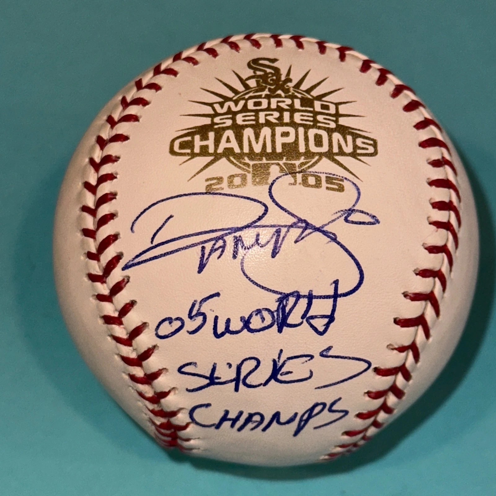 DAMASO MARTE (Sox) Signed Official 2005 WORLD SERIES Baseball Beckett w/ INSC