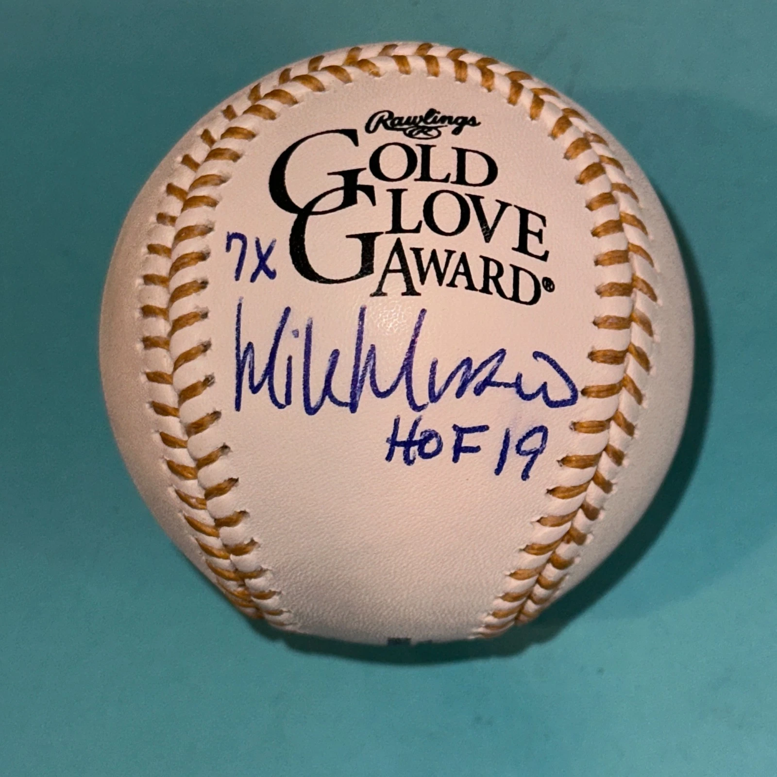 MIKE MUSSINA (Orioles) Signed Official GOLD GLOVE Baseball Beckett w/ Inscrips