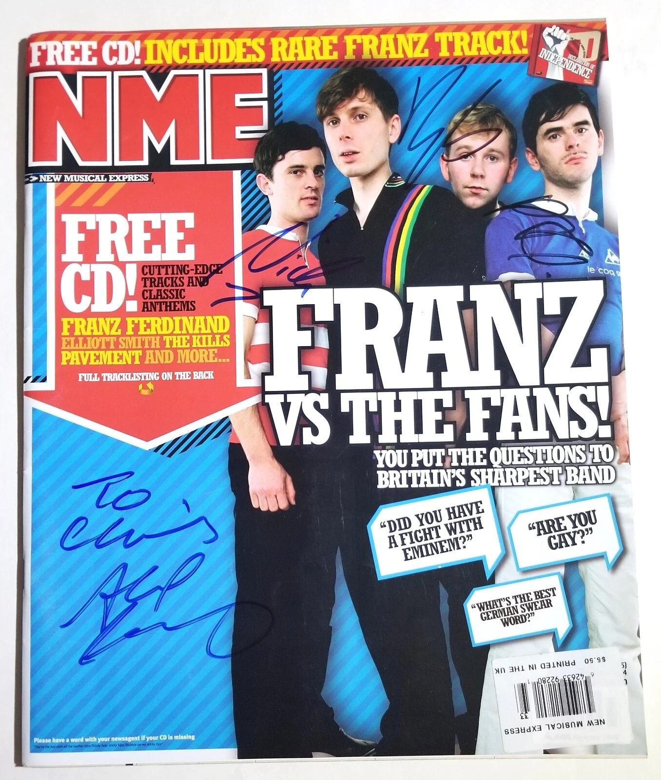 Franz Ferdinand REAL SIGNED Full NME Magazine August 2004 Issue COA Autographed