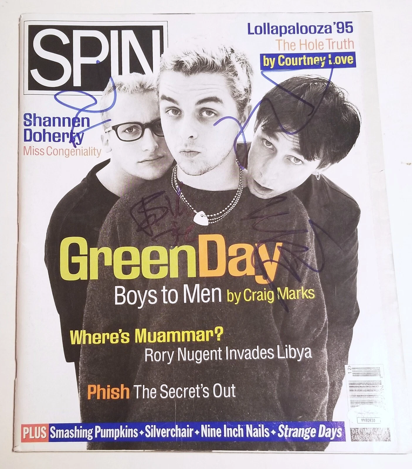 Green Day REAL SIGNED 1995 SPIN Magazine JSA LOA Autographed Billie Joe Mike Tre