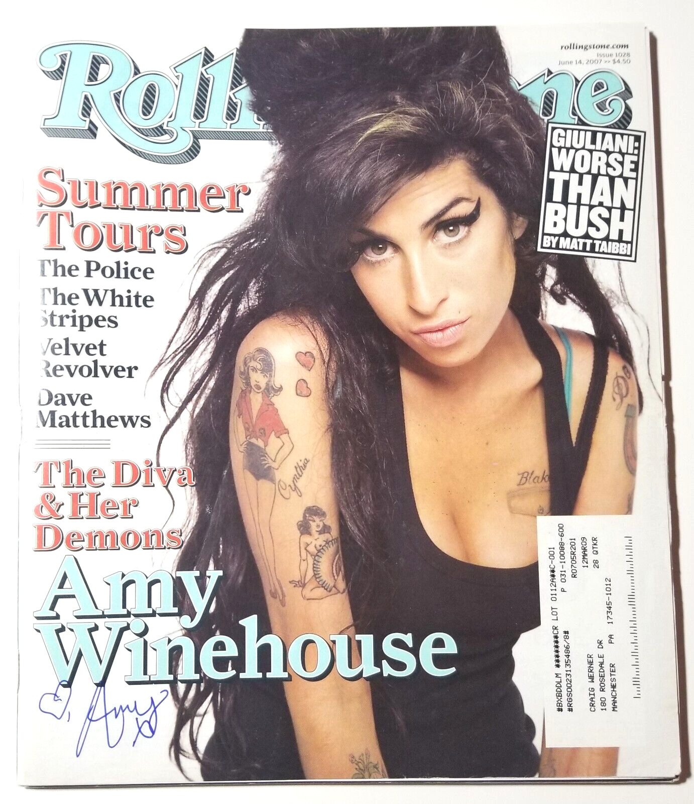 AMY WINEHOUSE REAL SIGNED 2004 ROLLING STONE MAGAZINE JSA LOA AUTOGRAPHED RARE COLLECTIBLE MEMORABILIA