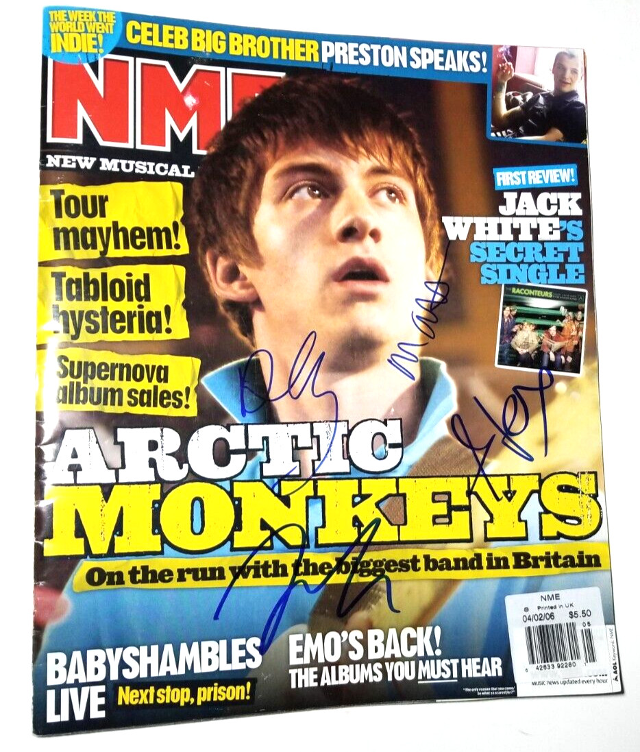 Arctic Monkeys REAL hand SIGNED Feb 2006 NME Magazine COA Autographed Alex +3
