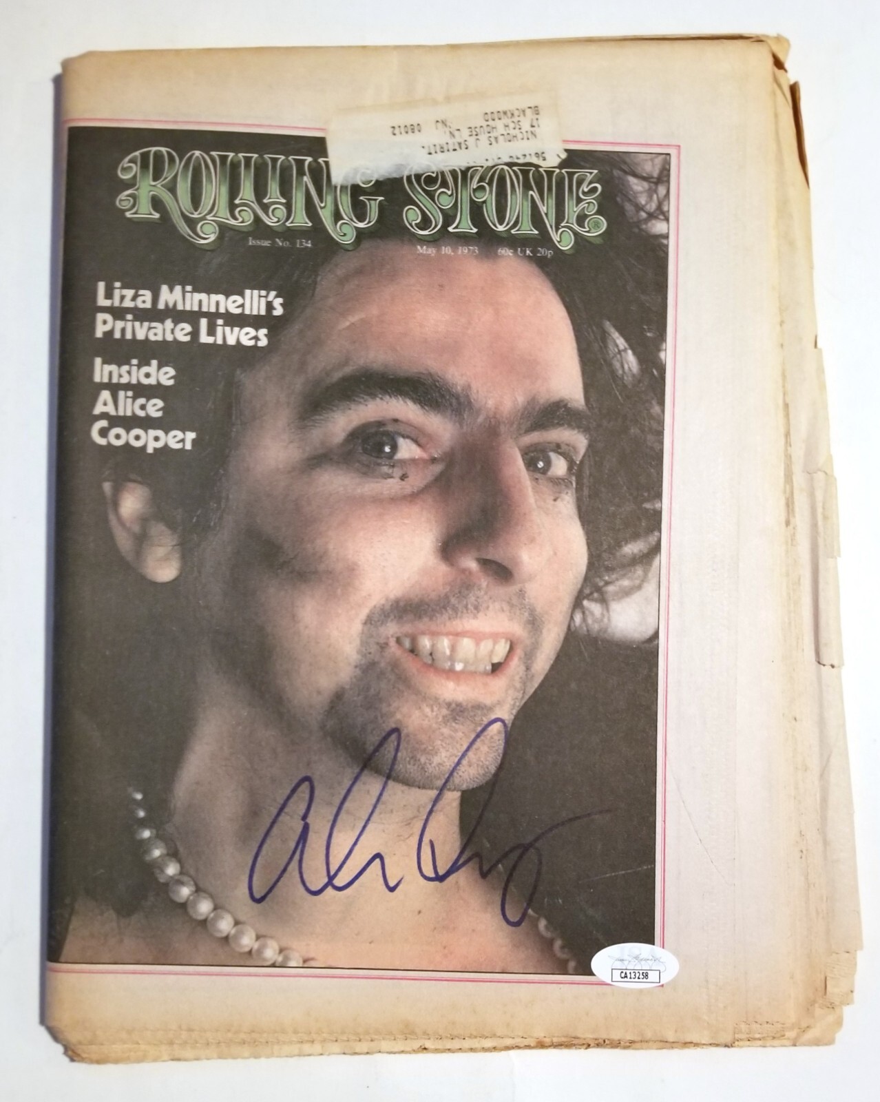 Alice Cooper SIGNED Vintage May 1973 Rolling Stone Magazine JSA COA Autographed