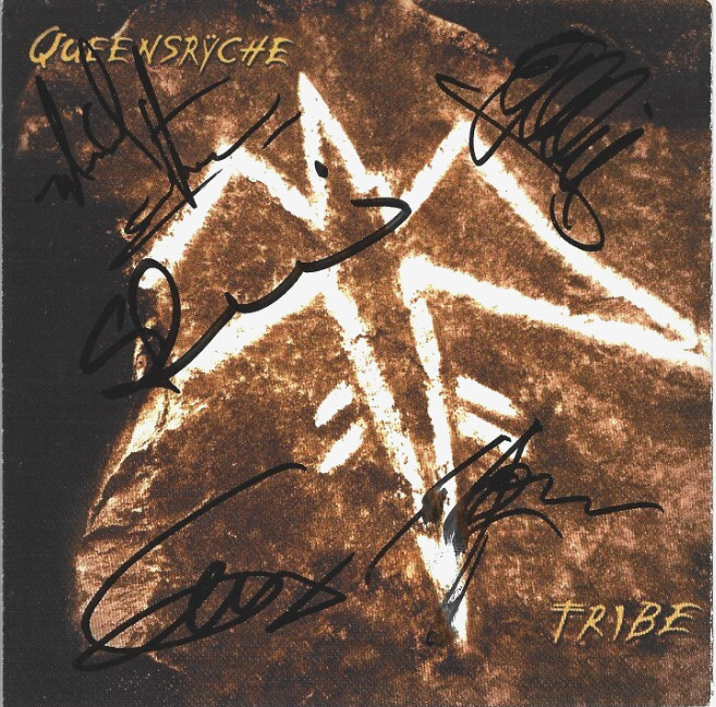 Queensryche REAL hand SIGNED Tribe CD Cover #1 JSA COA Autographed Geoff Tate +4