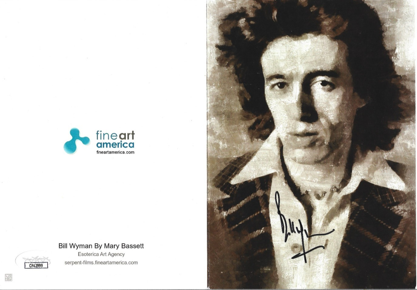 Bill Wyman of the Rolling Stones 2x SIGNED Promo Greeting Card JSA COA Autograph