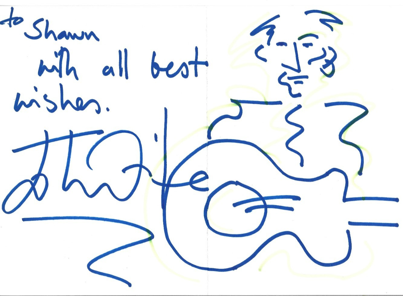 John Waite hand SIGNED Greeting Card JSA COA w/ Drawn Sketch & Promo Guitar Pick