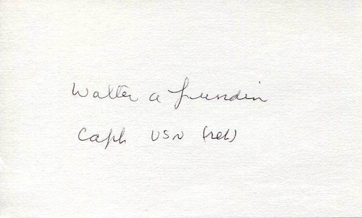 Walter Lundin WWII War Navy Fighter Ace VF-15 DFC Rare Signed Autograph