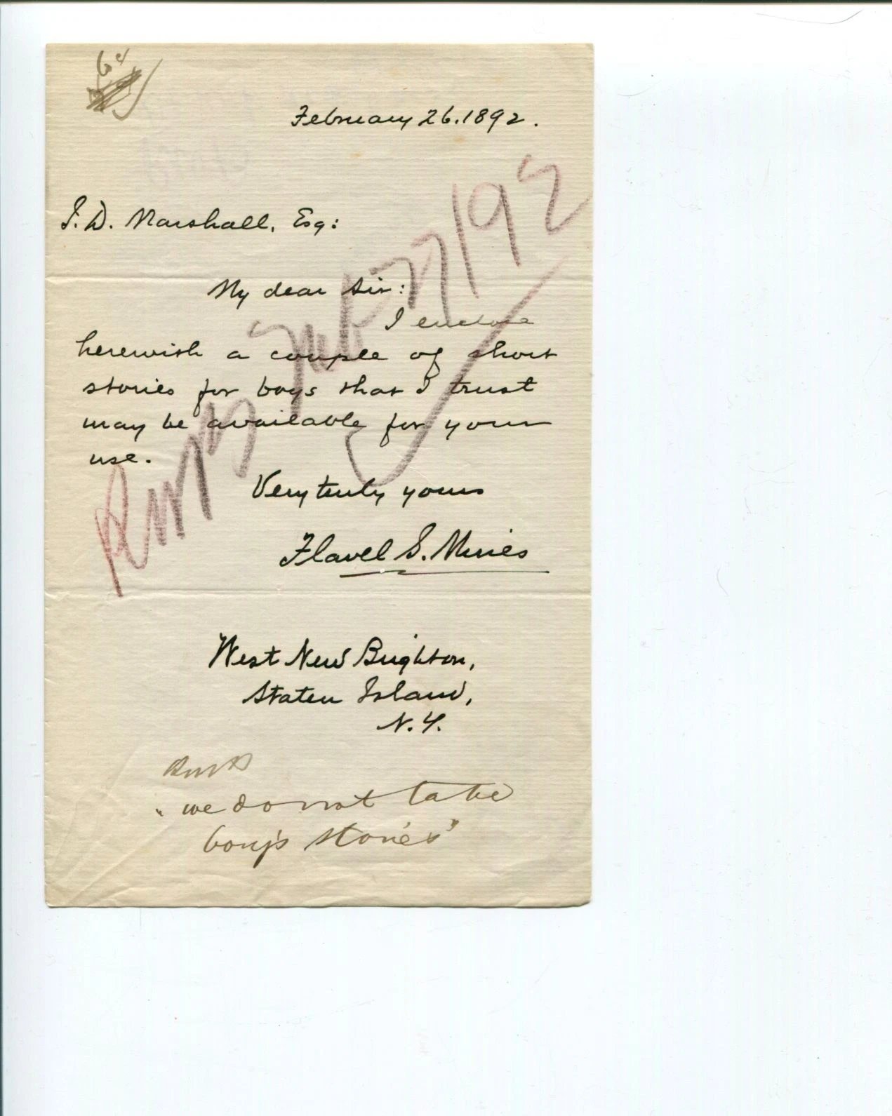 Flavel Scott Mines Clergy Author Signed Autograph ALS