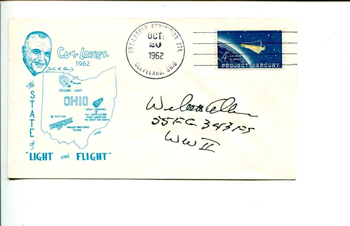 William Allen WWII War Fighter Ace Signed Autograph FDC