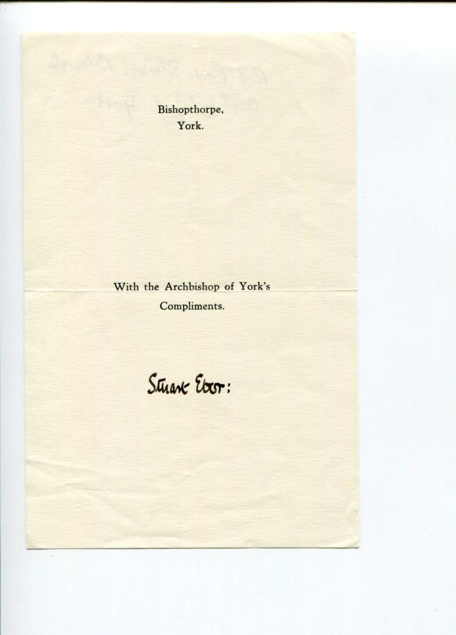 Stuart Blanch Archbishop of York Bishop of Liverpool Counsul Signed Autograph