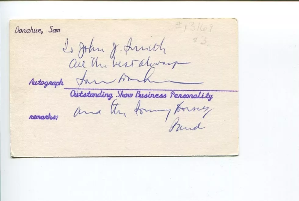 Sam Donahue Jazz Big Band Swing Saxophonist Trumpeter RARE Signed Autograph