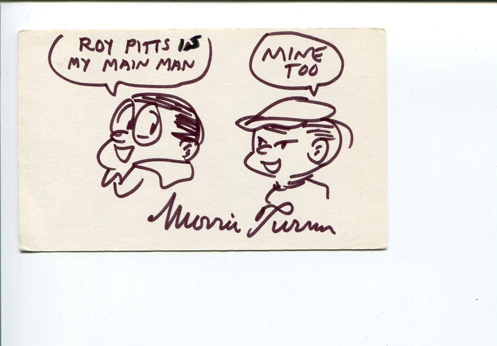 Morrie Turner Wee Pals Comic Strip Artist Cartoonist Signed Autograph Sketch