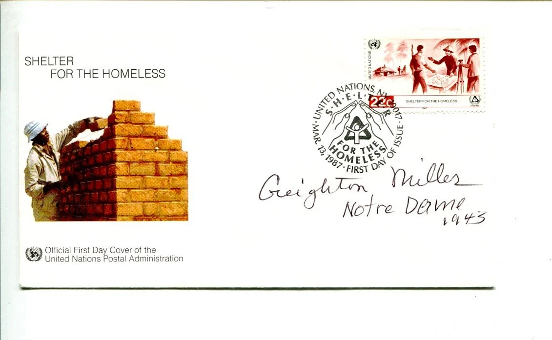 Creighton Miller Notre Dame HOF Cleveland Brown Inaugural Signed Autograph FDC