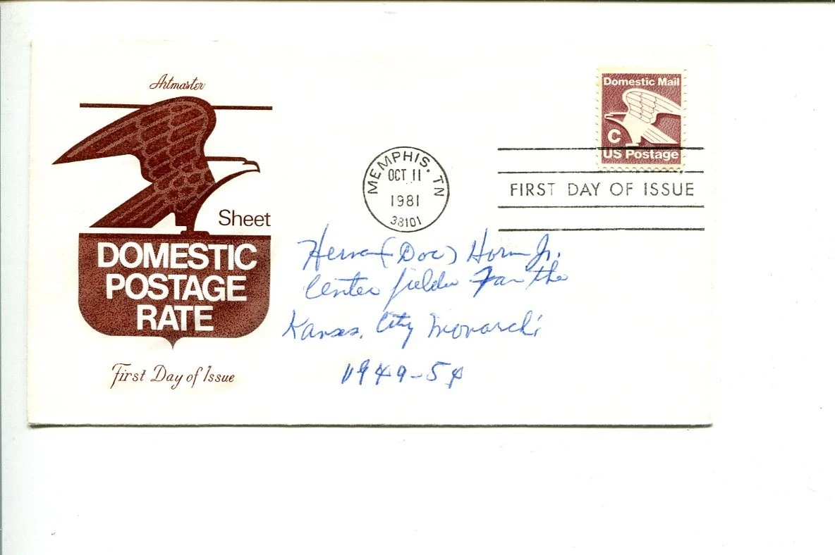 Herman Horn Negro League Baseball Kansas City Monarchs Signed Autograph FDC