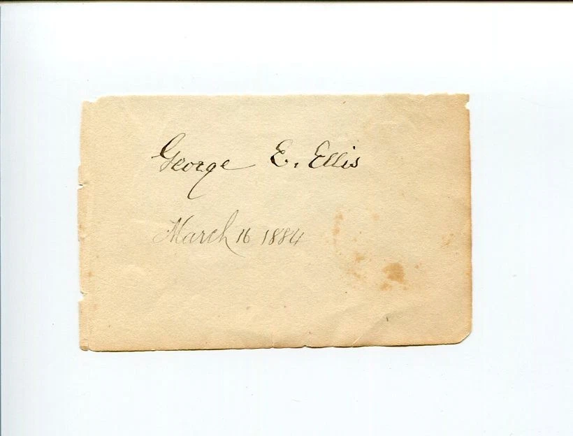 George Edward Ellis Early Boston Author Unitarian Clergy Signed Autograph