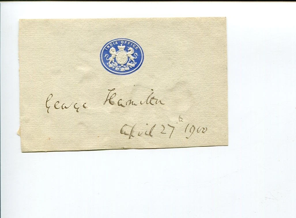 Lord George Hamilton Secretary State India UERL First Admiralty Signed Autograph