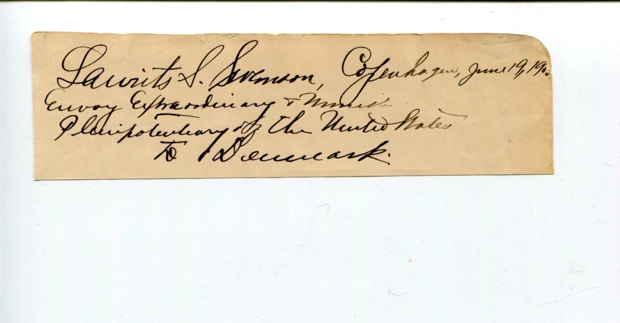 Laurits Swenson US Ambassador Norway Switzerland Signed Autograph