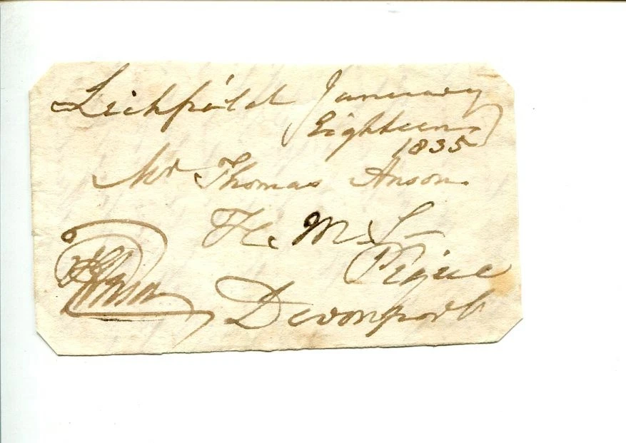 Thomas Anson UK Postmaster General Master of the Buckhounds MP Signed Autograph