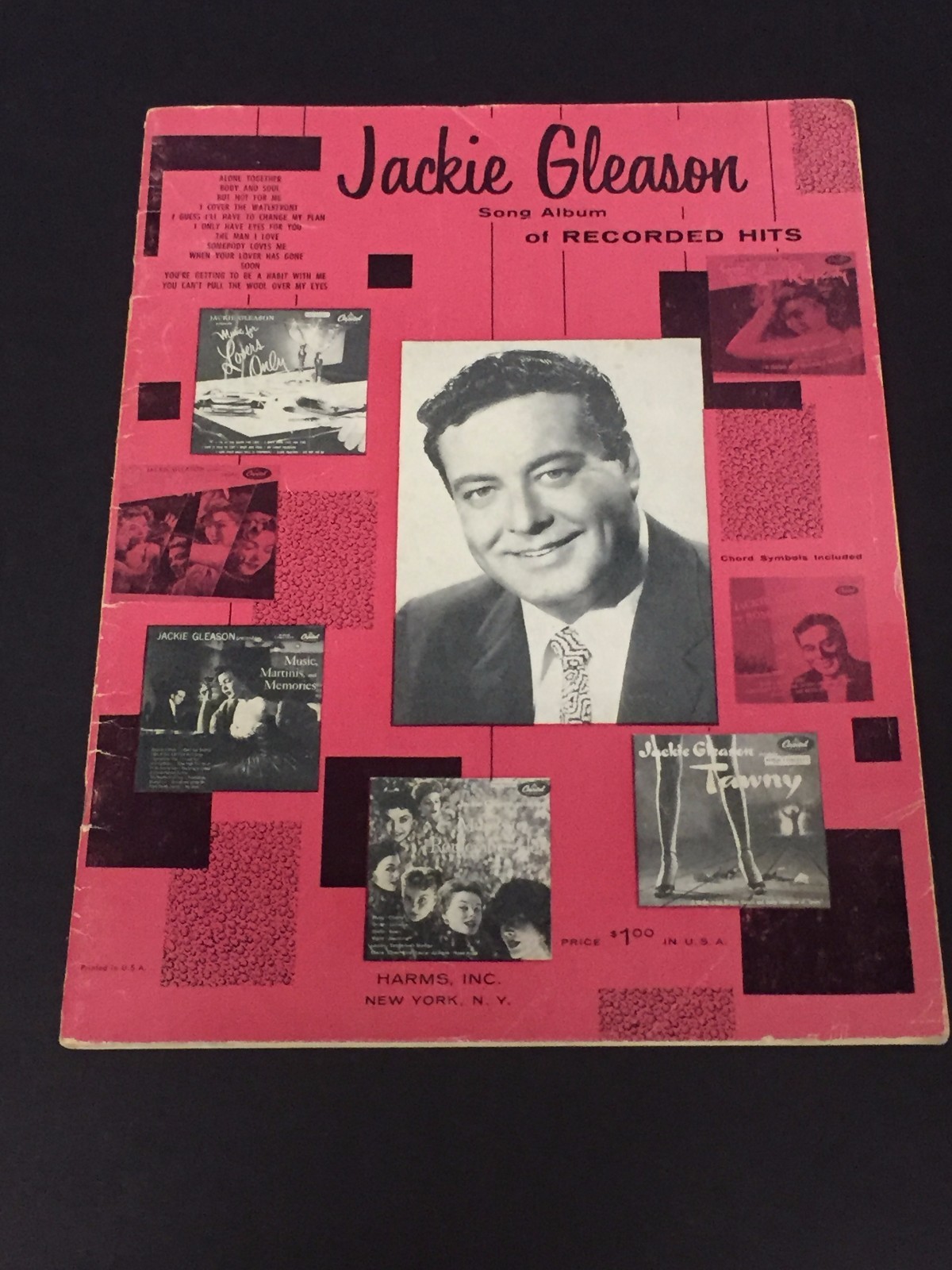 JACKIE GLEASON SONG ALBUM OF RECORDED HITS HARMS INC PIANO MUSIC 1955 SONGBOOK COLLECTIBLE MEMORABILIA